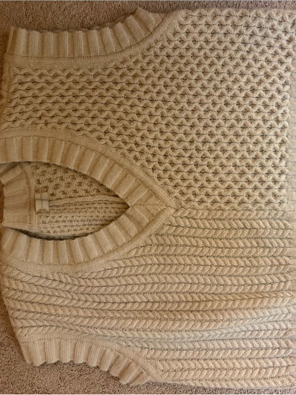 Altar'd State Cream Cable-Knit V-Neck Sweater Vest